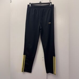 Adidas Kids Black Track Pants with Yellow Stripes